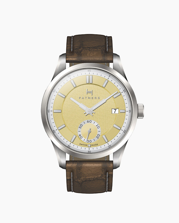 Fathers Meridies - Orologio Small Seconds Automatico Swiss Made - Giallo 38mm