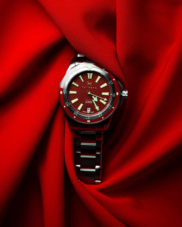 Fathers Anniversary – Orologio Diver Automatico Swiss Made – Rosso 40 mm