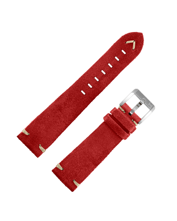 Cinturino Pelle Vitello Scamosciata Rosso