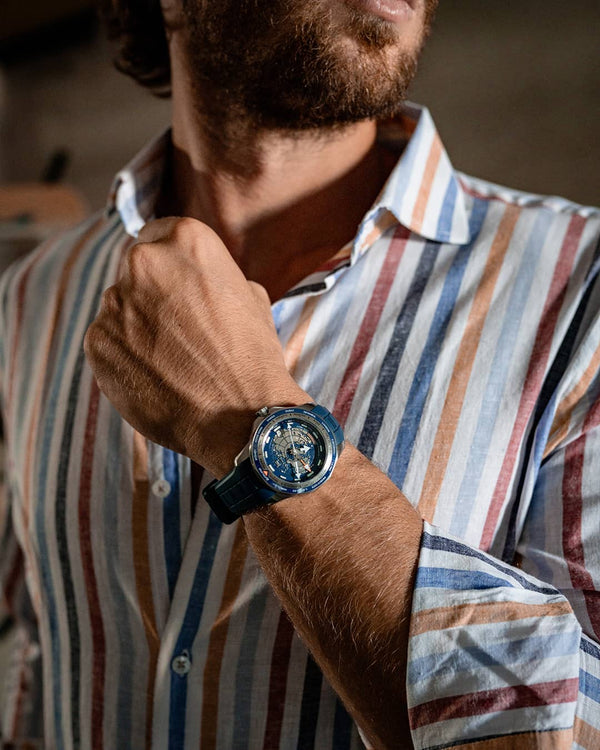 Fathers Globetrotter Blue – Orologio GMT Automatico Swiss Made – Blu 40 mm