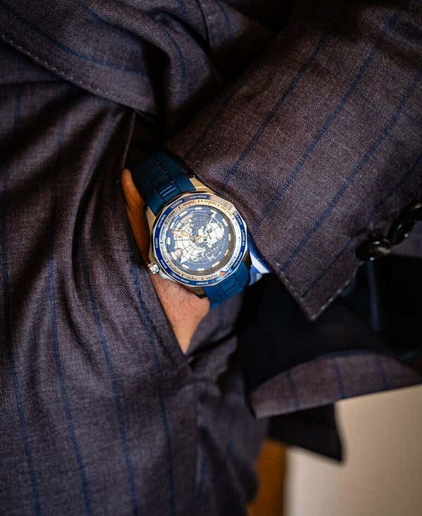 Fathers Globetrotter Blue – Orologio GMT Automatico Swiss Made – Blu 40 mm