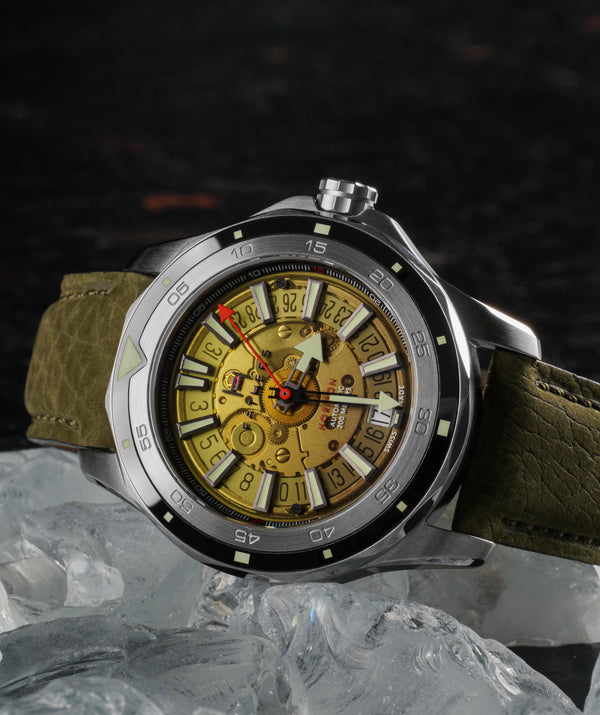 Fathers Evolution Supernova – Orologio Diver Automatico Swiss Made – Giallo / Verde 40 mm
