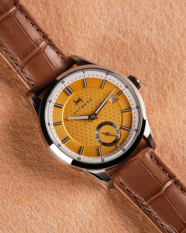 Fathers Meridies - Orologio Small Seconds Automatico Swiss Made - Giallo 38mm