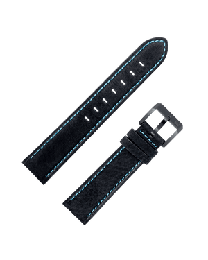 Cinturino Pelle Nero-Azzurro