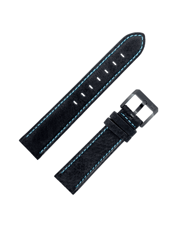 Cinturino Pelle Nero-Azzurro