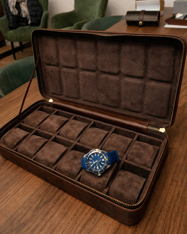 Leather Watch Collection Holder for 12 Watches – Fathers #8