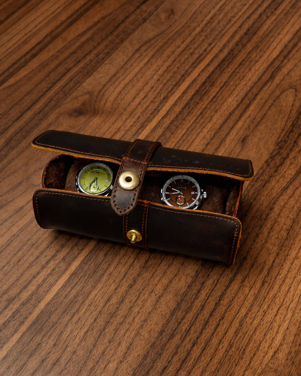 Leather Watch Collection Holder for 3 Watches – Fathers #10